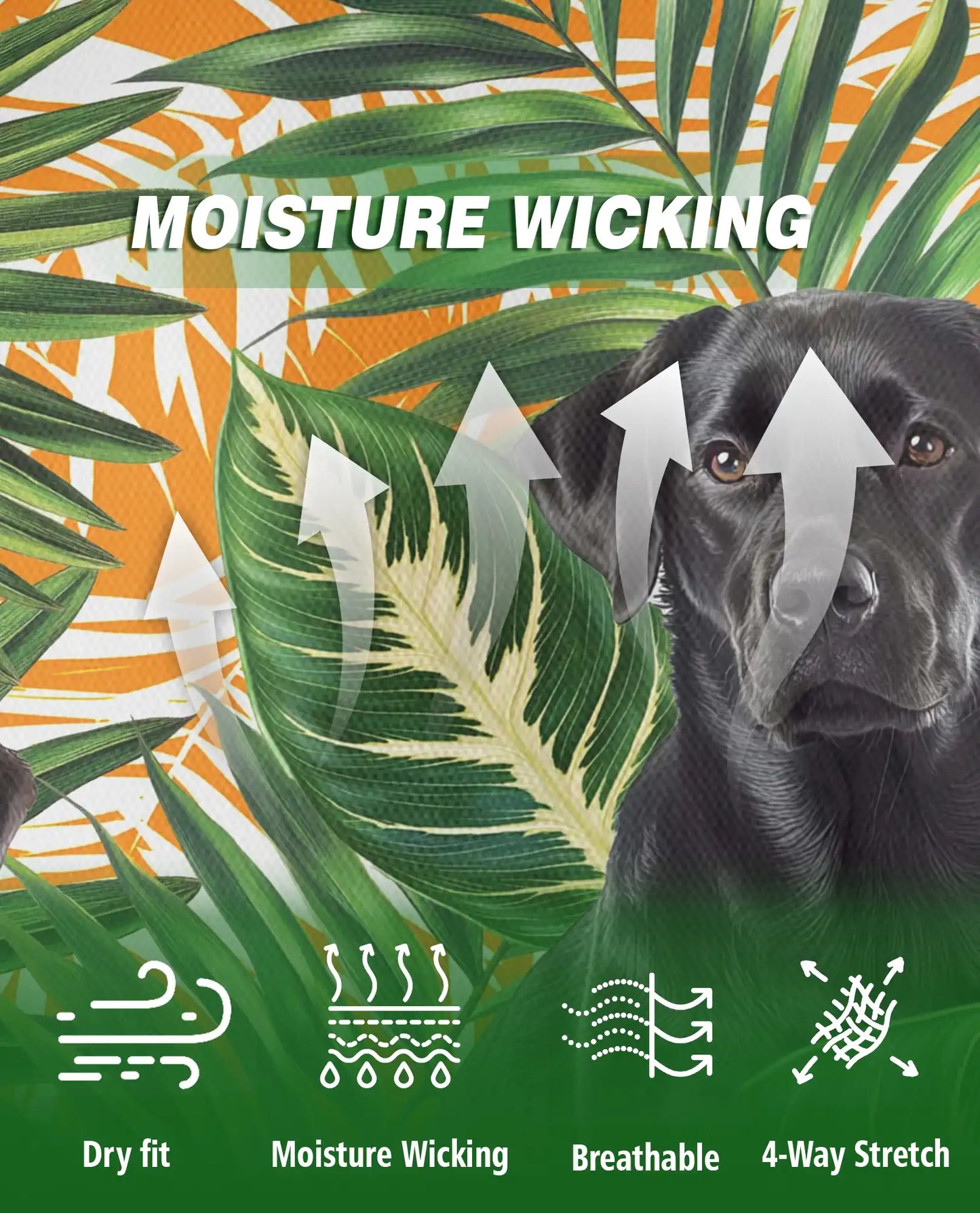 Black Labrador Tropical Polo Shirt – Palm Leaf Print | Netecom