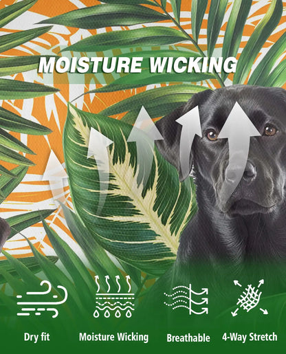 Black Labrador Tropical Polo Shirt – Palm Leaf Print | Netecom