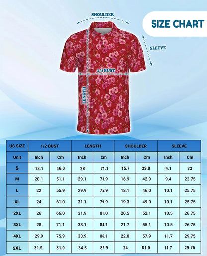 Red Cherry Blossom Polo Shirt for Men – Japanese Sakura Floral Style | Netecom