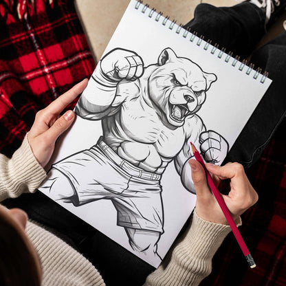 Animals Boxing Spiral Bound Coloring Book, Discover 30 Mighty Coloring Pages, Depicting Animal Athletes Displaying their Strength and Agility in the Boxing Ring