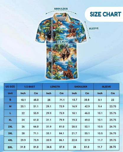 Tropical Rodeo Polo Shirt for Men - Cowboy Bull Riding | Netecom