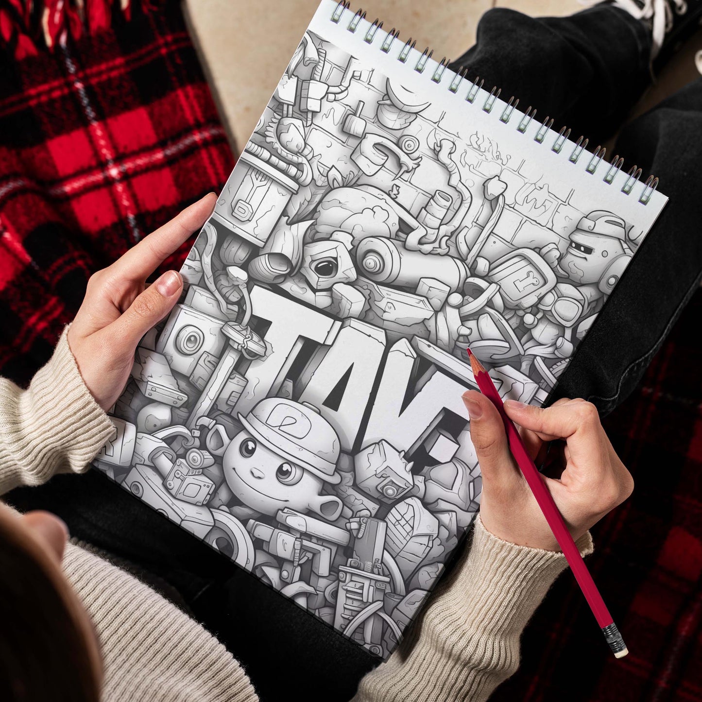 Graffiti Spiral Bound Coloring Book, Express Yourself with 30 Coloring Pages, Bringing Life to Walls adorned with Graffiti Art and Personal Messages