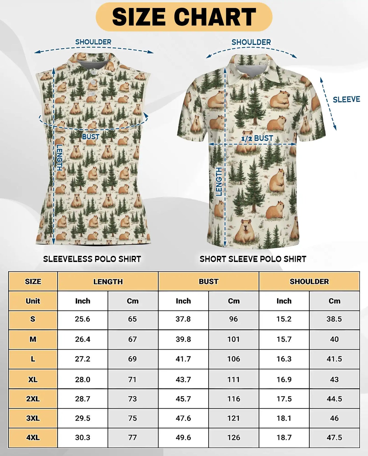 Watercolor Capybara Forest Pattern Sleeveless Polo Shirt for Women| Netecom