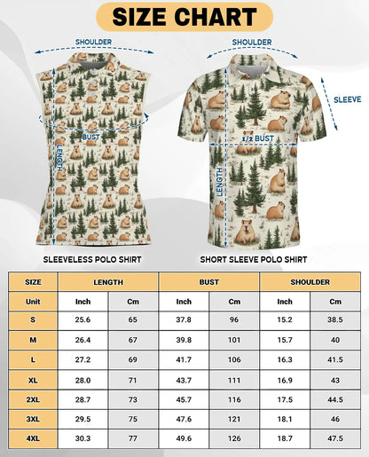 Watercolor Capybara Forest Pattern Sleeveless Polo Shirt for Women| Netecom
