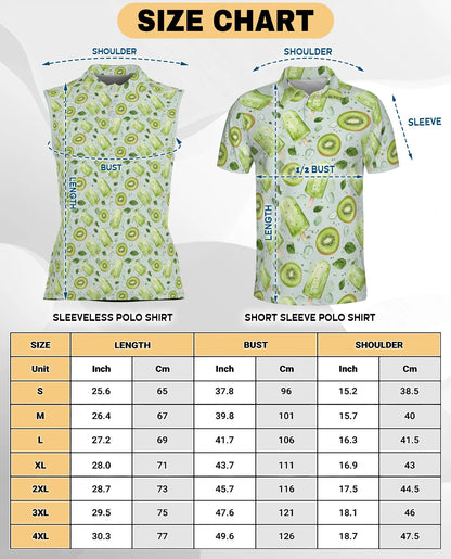 Kiwi Ice Cream Sleeveless Polo Shirt for Women – Cute Fruit Summer Style | Netecom