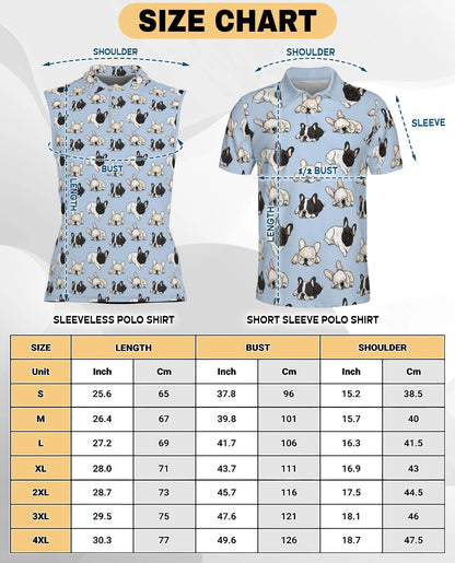 Lazy French Bulldog Sleeveless Polo Shirt for Women | Netecom