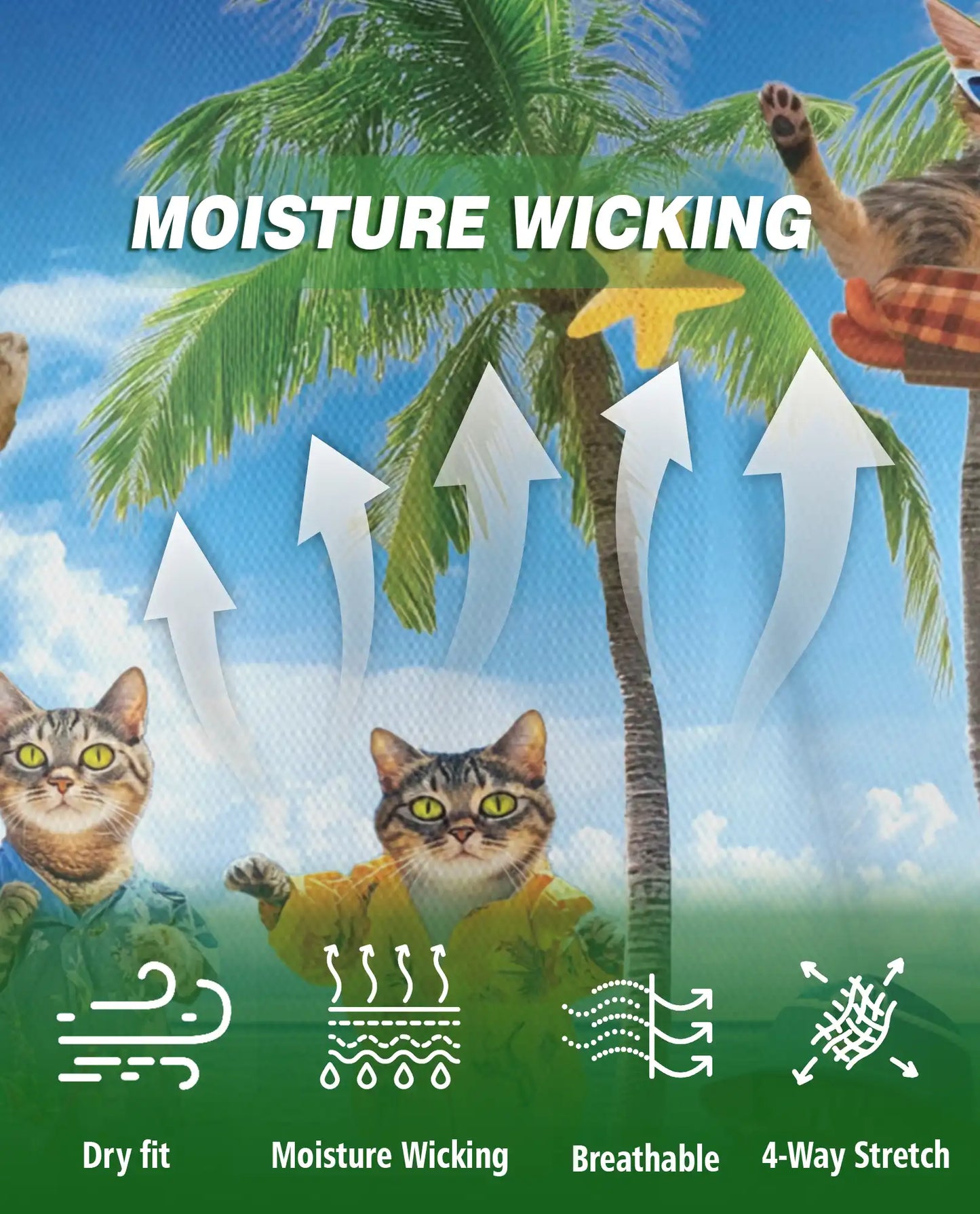 Funny Beach Cats Polo Shirt for Men-Tropical Vacation Summer Shirt | Netecom