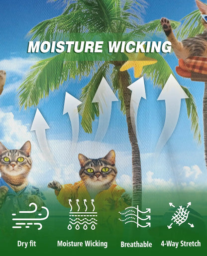 Funny Beach Cats Polo Shirt for Men-Tropical Vacation Summer Shirt | Netecom