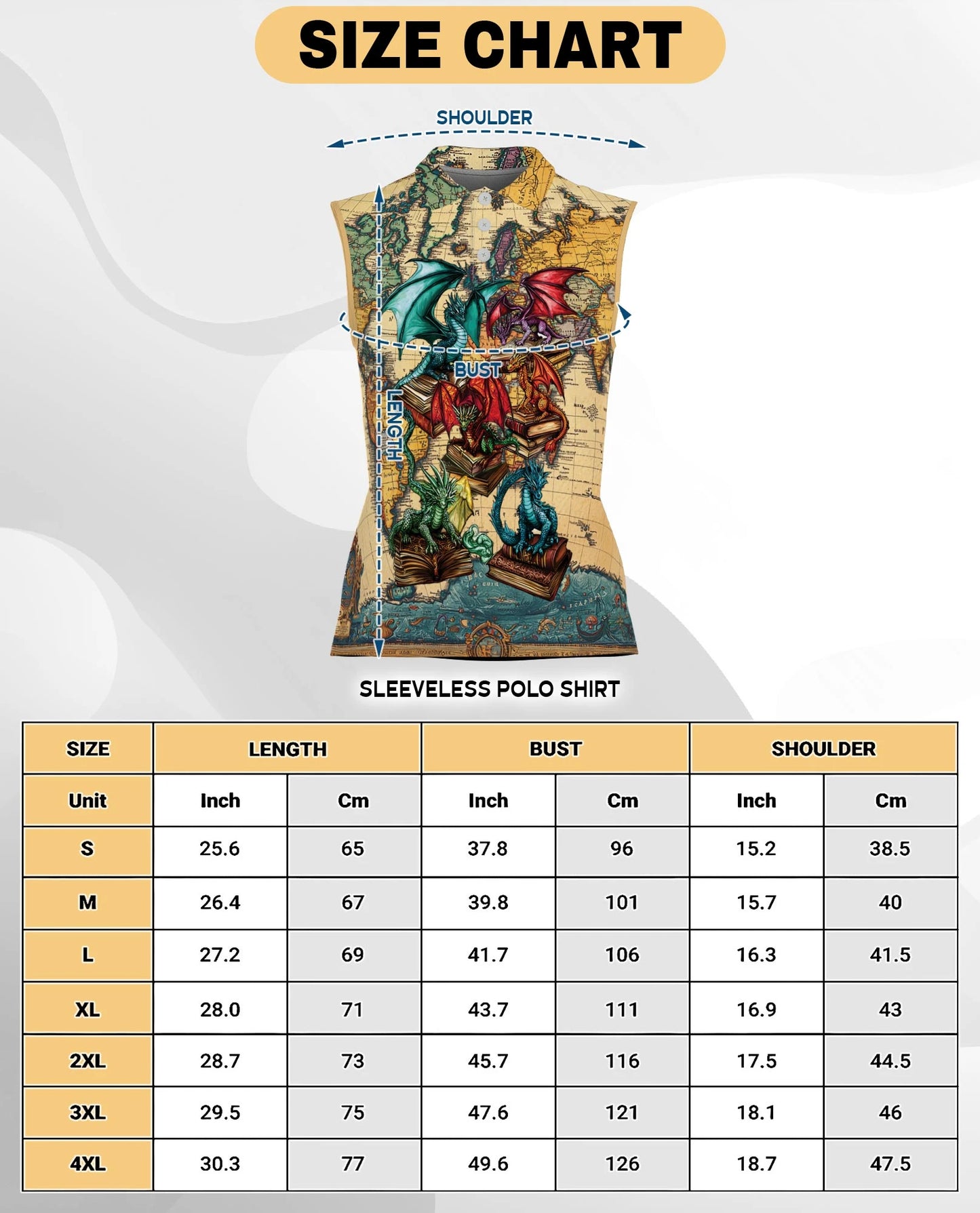 Books Dragon Sleeveless Polo Shirt for Women | Netecom