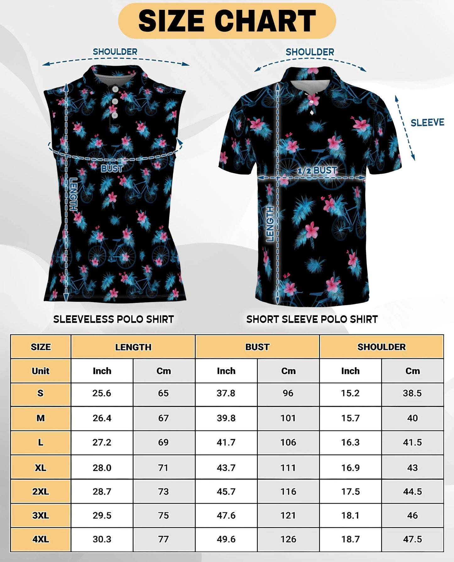 Bicycle Pattern Sleeveless Polo Shirt for Women | Netecom