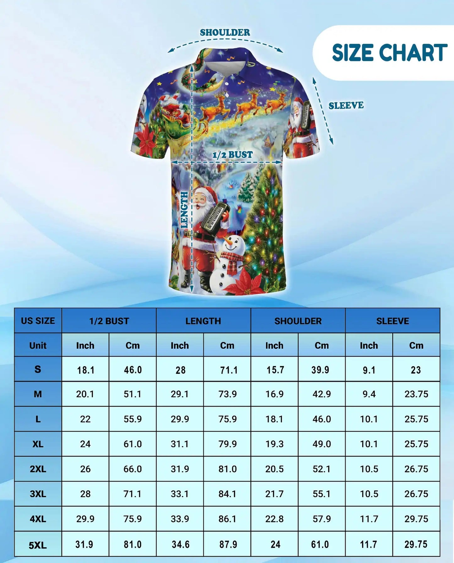 Musical Santa Christmas Polo Shirt for Men - Reindeer Sleigh Xmas | Netecom