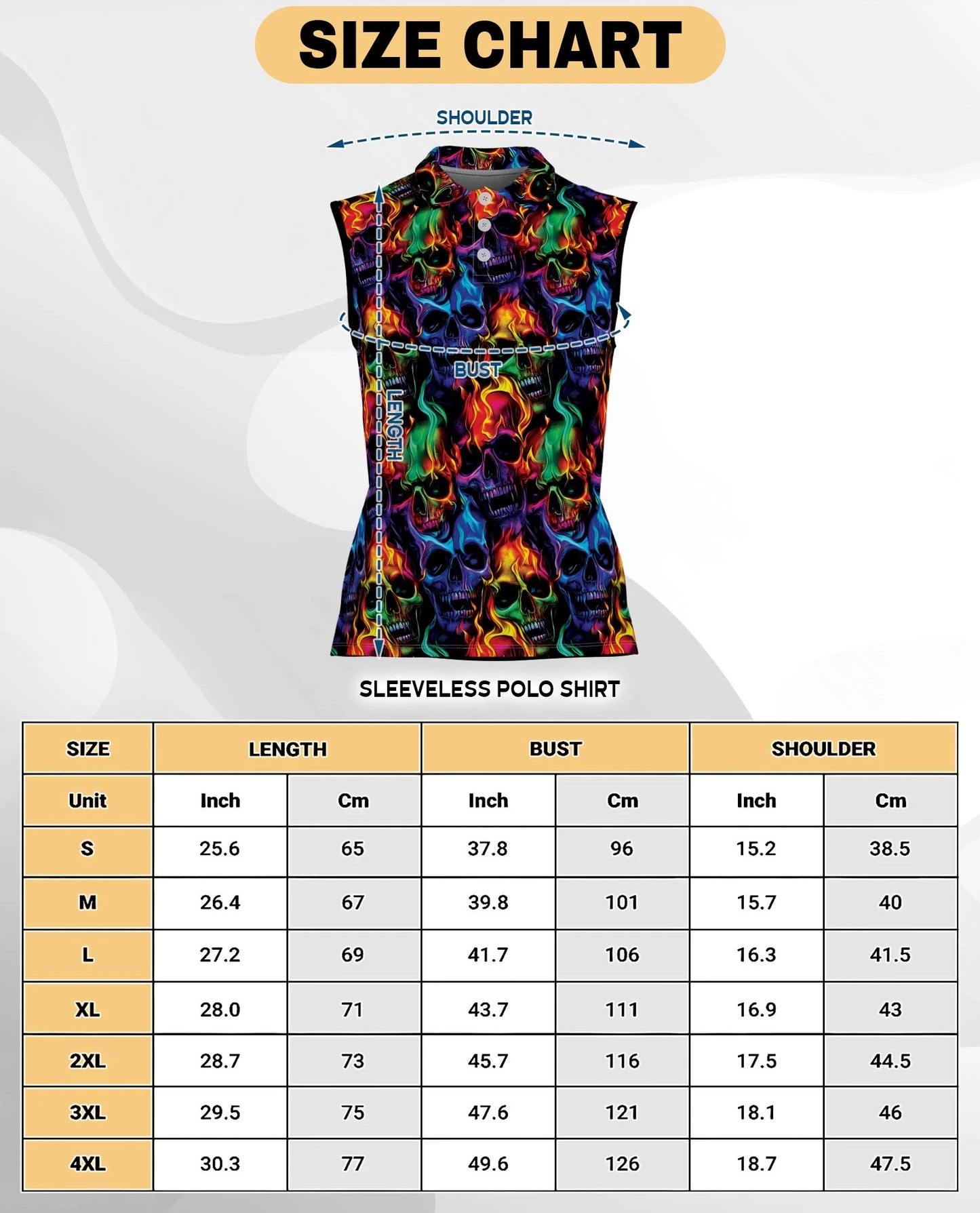 Flame Skull Sleeveless Polo Shirt for Women | Netecom