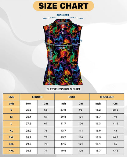 Flame Skull Sleeveless Polo Shirt for Women | Netecom