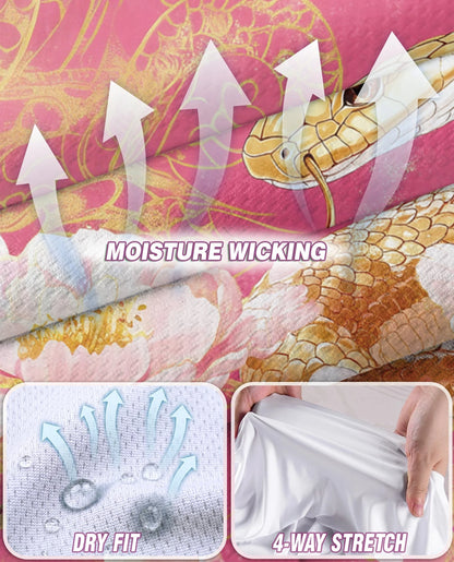 Snake and Peony Print Sleeveless Polo Shirt for Women | Netecom