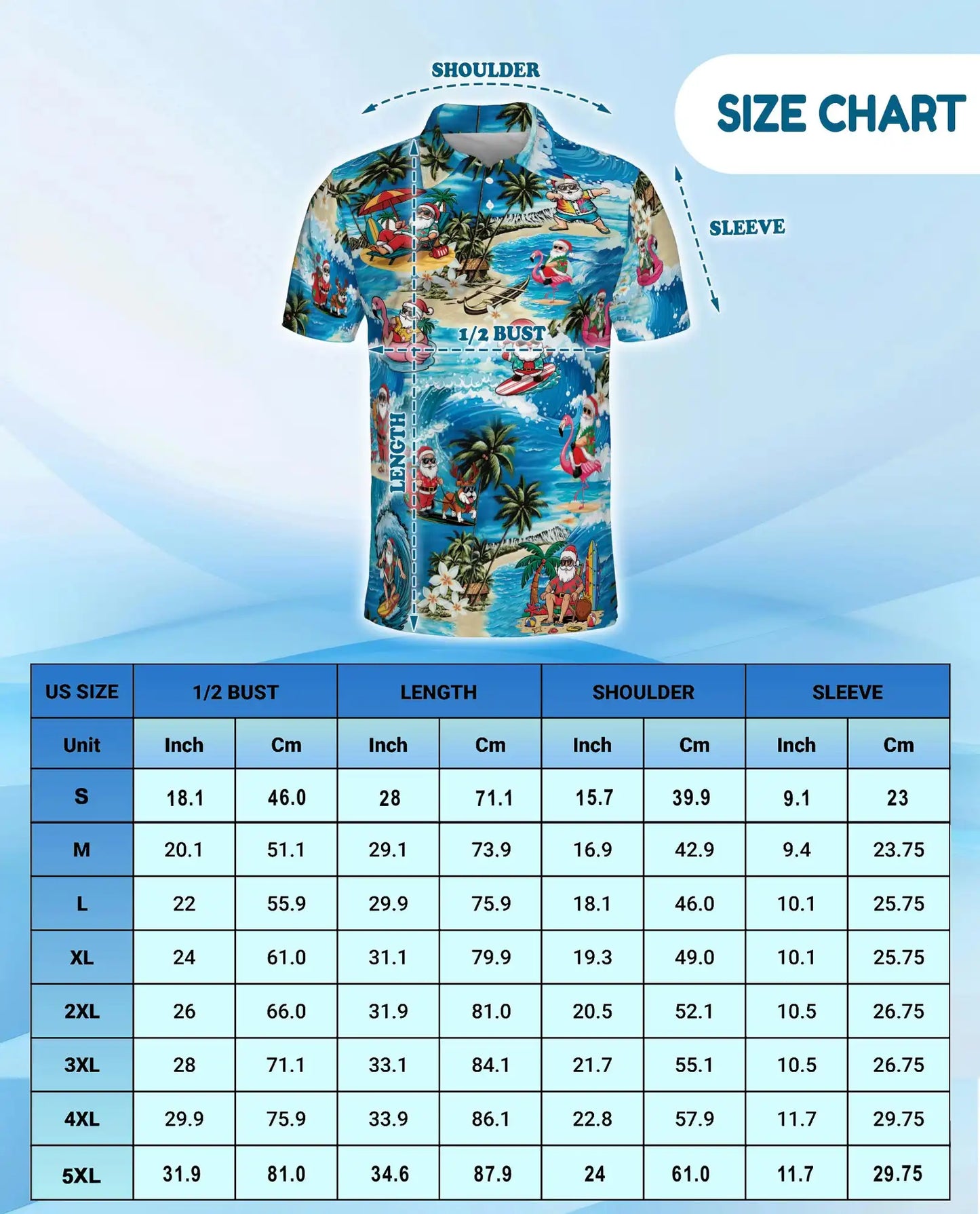 Tropical Santa Beach Christmas Polo Shirt for Men-Surfing Santa Hawaiian | Netecom