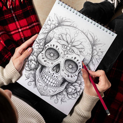 Sugar Skulls Spiral Bound Coloring Book, Celebrate the Vibrant Tradition with 30 Sugar Skulls Coloring Pages for Fans of Day of the Dead to Unleash Their Creative Expression