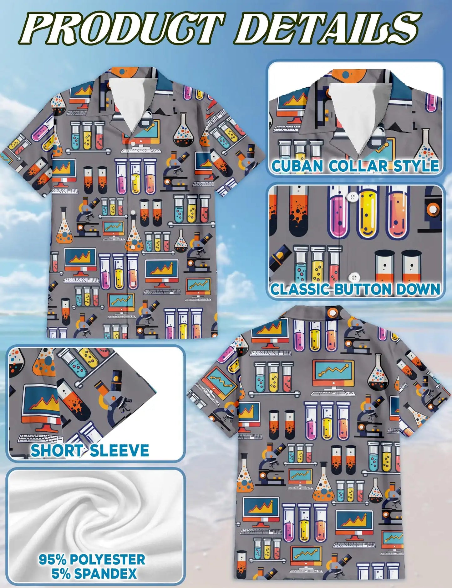 Chemistry Science Lab 3D Hawaiian Shirt for Men – Geek STEM Style | Netecom