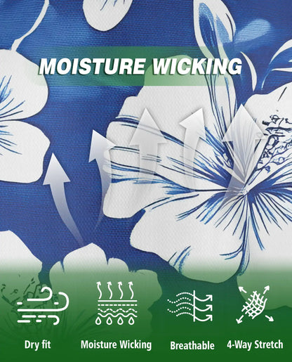 Blue White Hibiscus Polo Shirt | Netecom