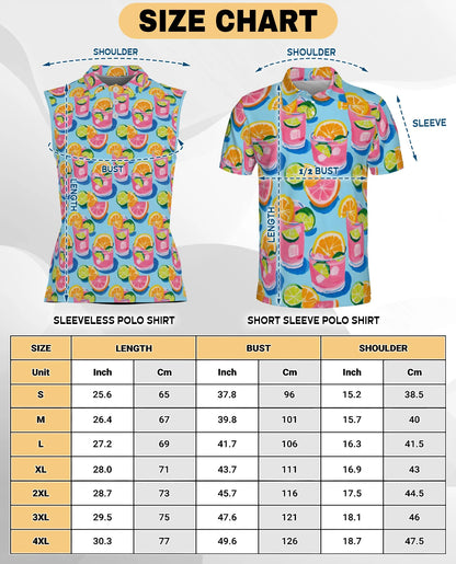 Cocktails Gouache Painting Sleeveless Polo Shirt for Women – Artistic Summer Style | Netecom