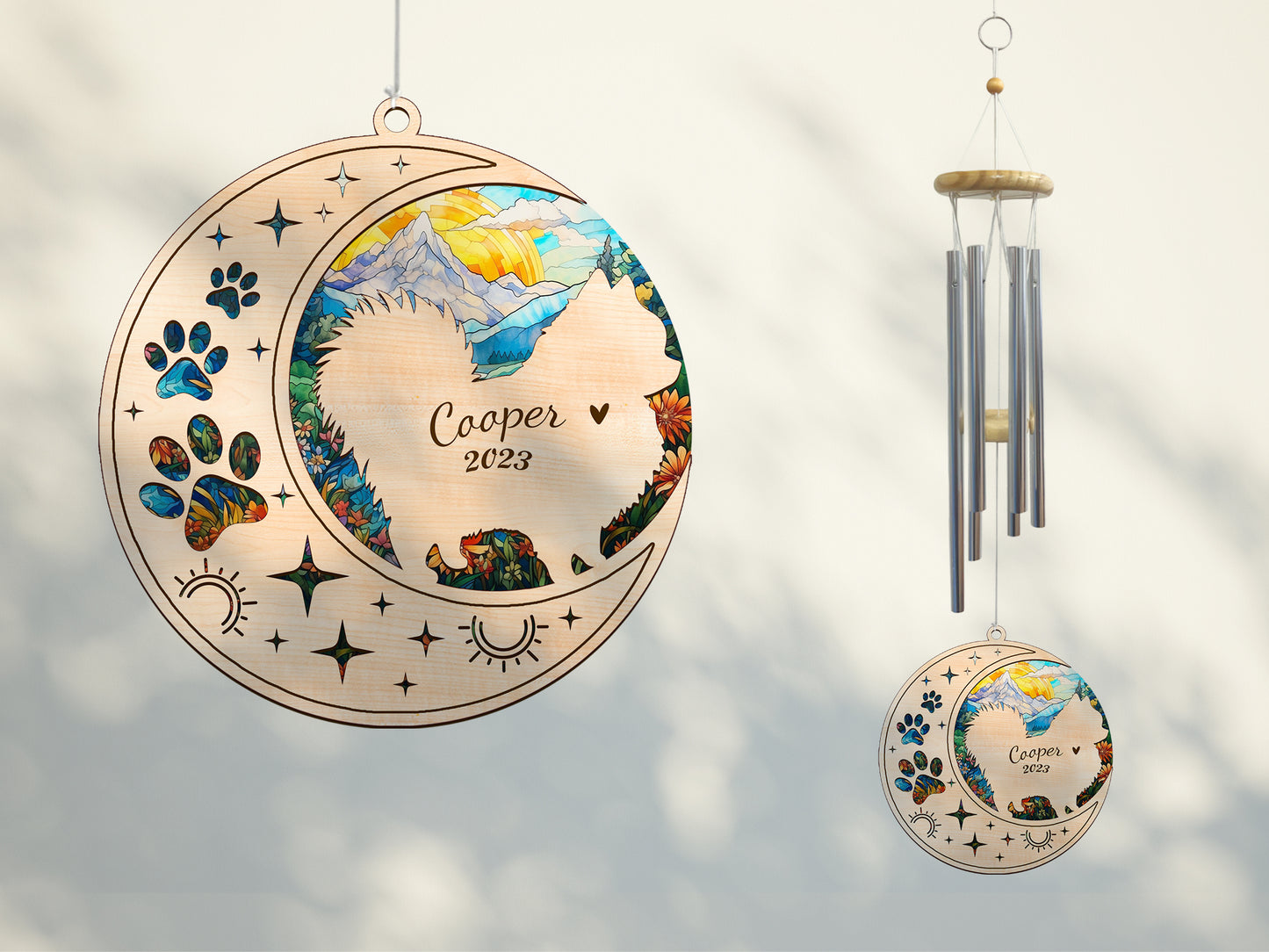 Netecom Pomeranian Dog Wind Chimes Memorial, Personalized Pet Memorial Windchime for Dog Suncatcher, Pom Dog Loss Memorial Ornament, Loss of Pet Remembrance Gift, Sympathy Pet Wind Chimes Outdoor Garden