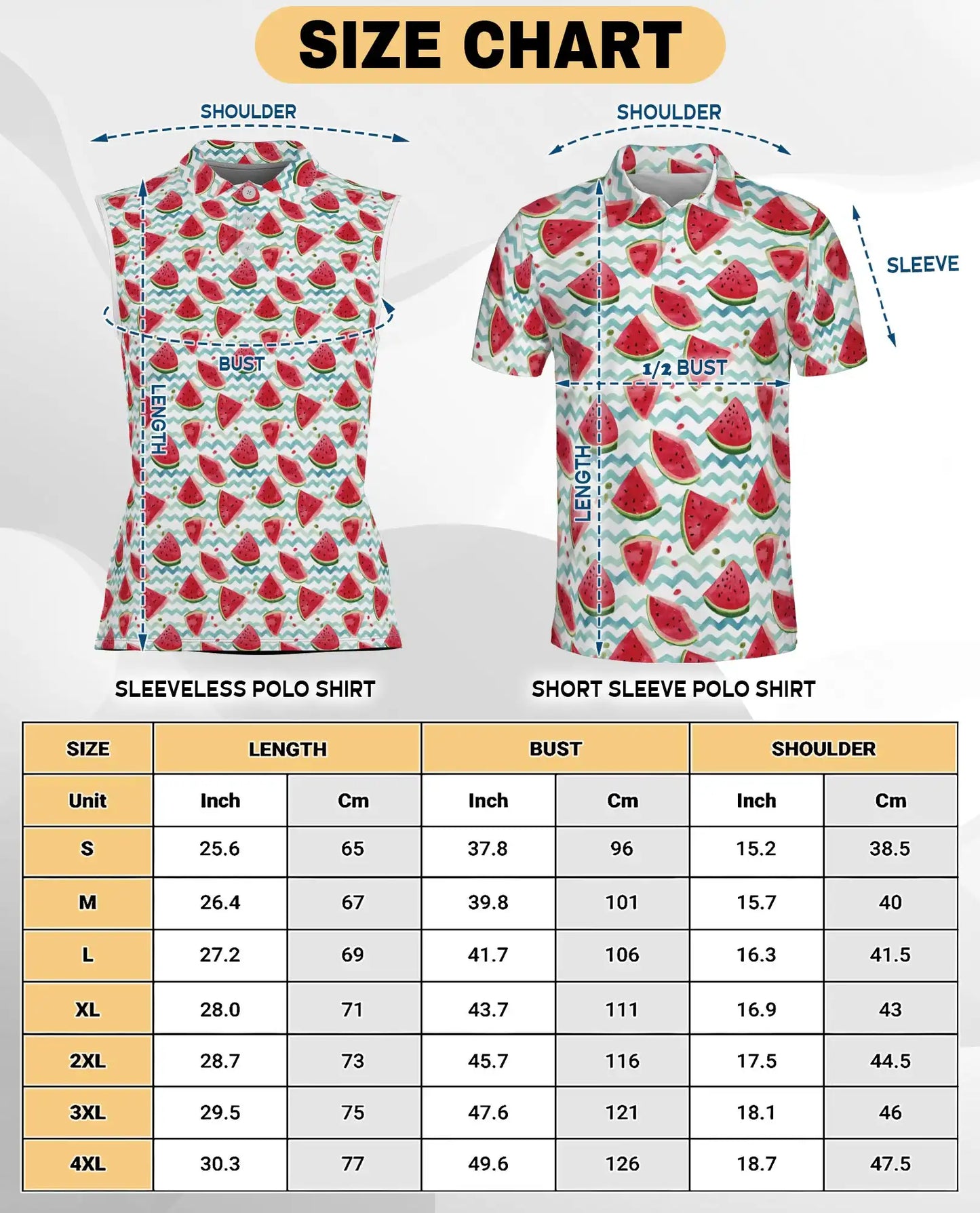 Watermelon Chevron Pattern Sleeveless Polo Shirt for Women| Netecom