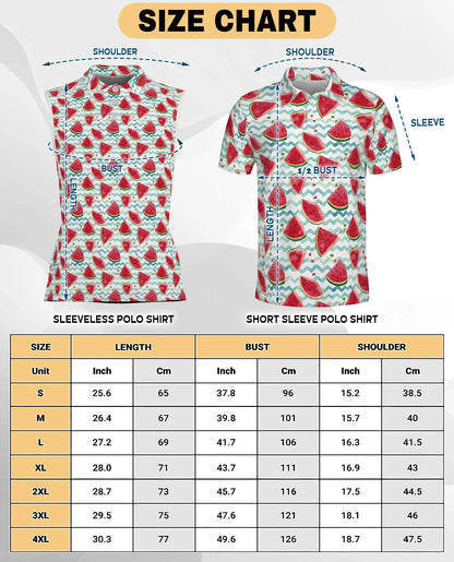 Watermelon Chevron Pattern Sleeveless Polo Shirt for Women| Netecom