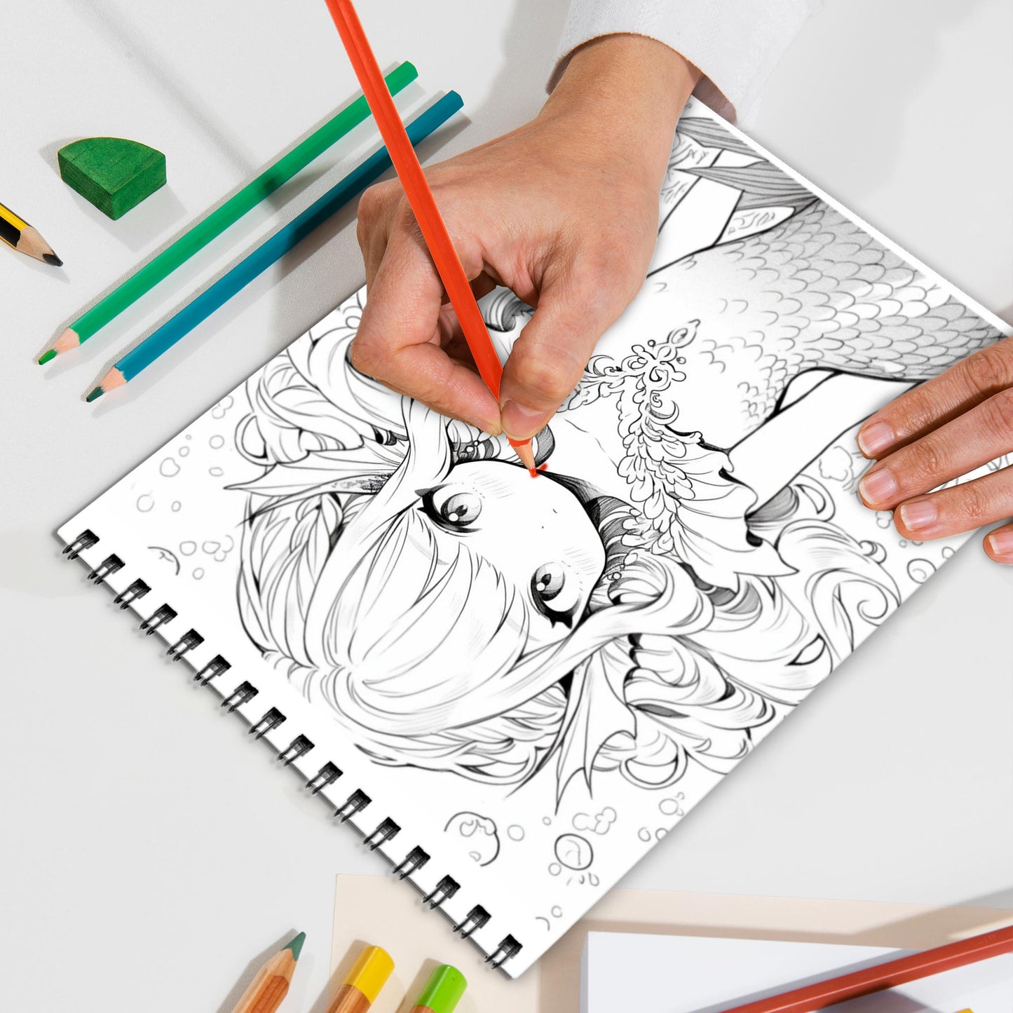 Anime Mermaid Girls Spiral Bound Coloring Book, Enchanting Anime Mermaid Scenes, Perfect for Fans of Anime and Underwater Fantasy Art