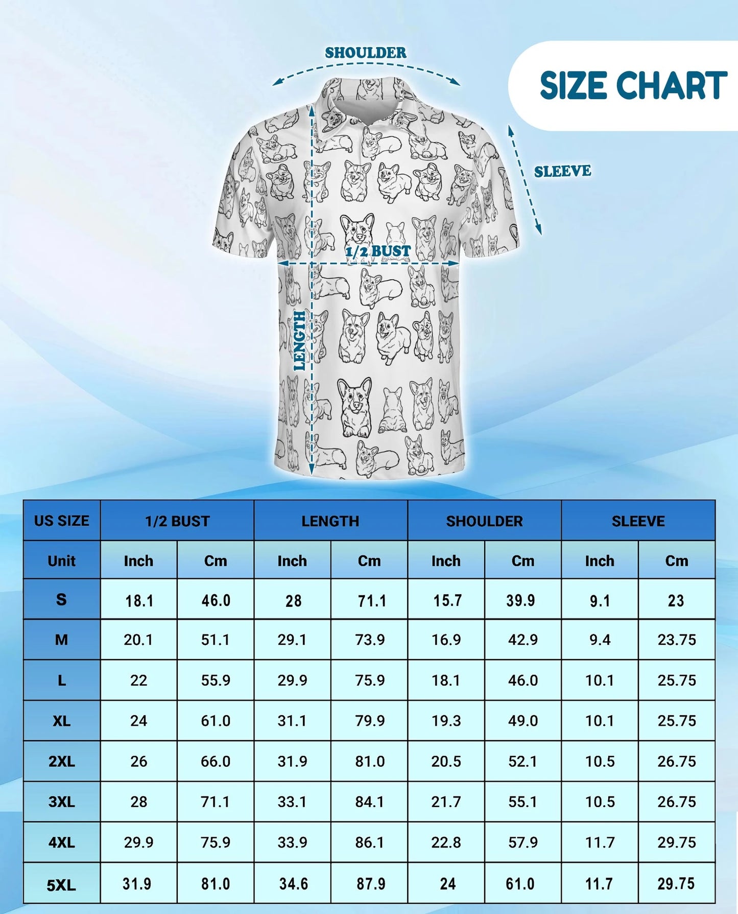Corgi Pattern Polo Shirt for Men – Cute Dog Lover Style | Netecom