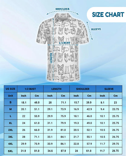 Corgi Pattern Polo Shirt for Men – Cute Dog Lover Style | Netecom