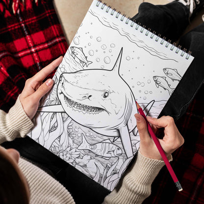 Magical Sharks Spiral Bound Coloring Book, Discover the Power of the Ocean with 30 Captivating Shark Coloring Pages for Adventure Seekers to Ignite Their Imagination