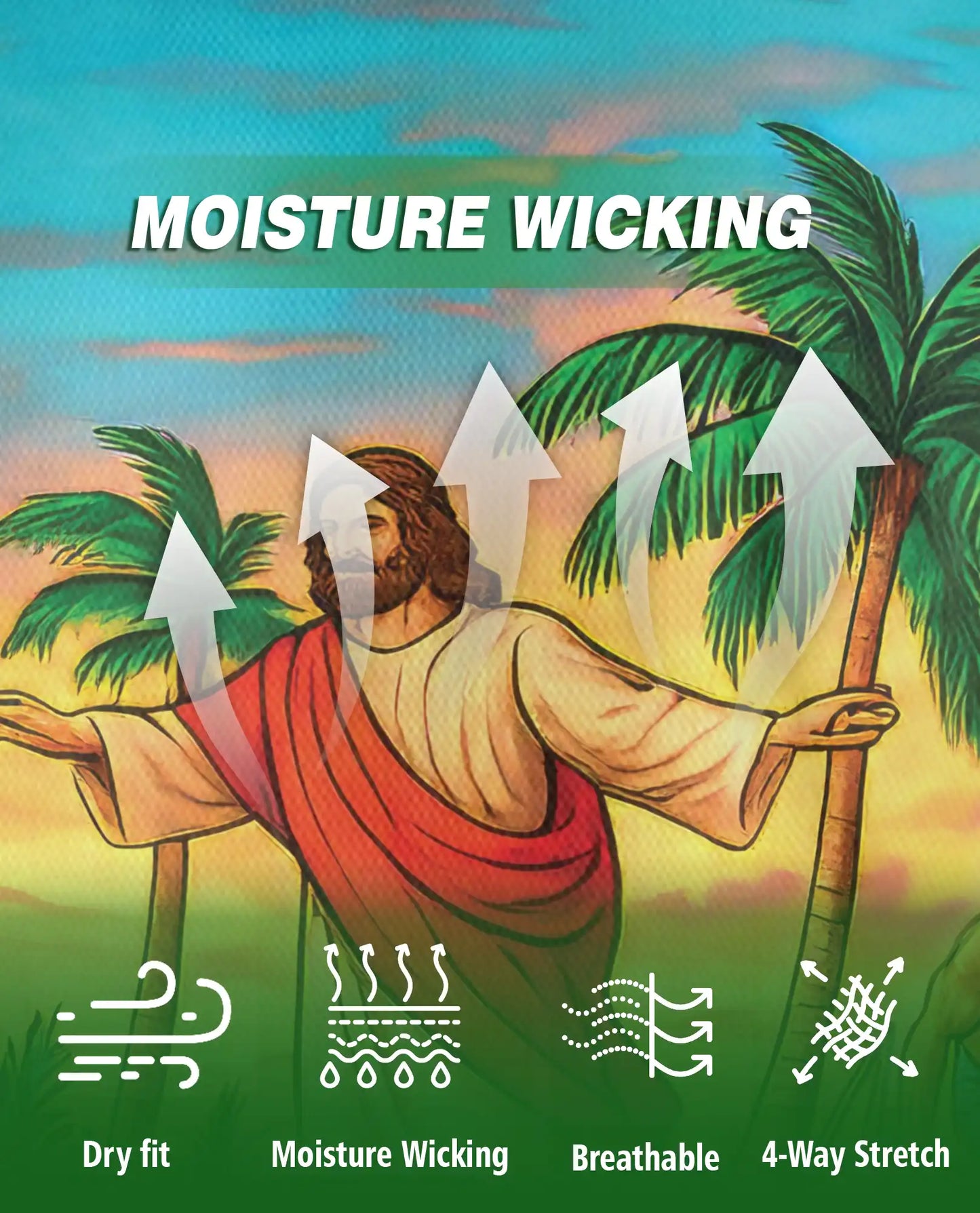 Jesus Surfing Tropical Beach 3D Polo Shirt for Men – Christian Summer Island Style | Netecom