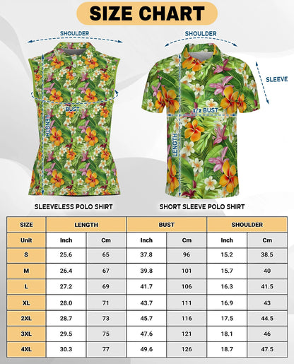 Tropical Floral Sleeveless Polo Shirt for Women – Colorful Summer Style | Netecom