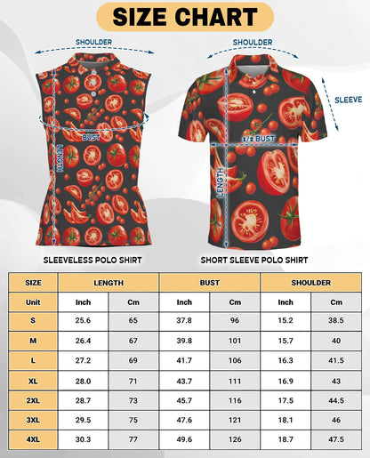 Tomato Print Sleeveless Polo Shirt for Women | Netecom