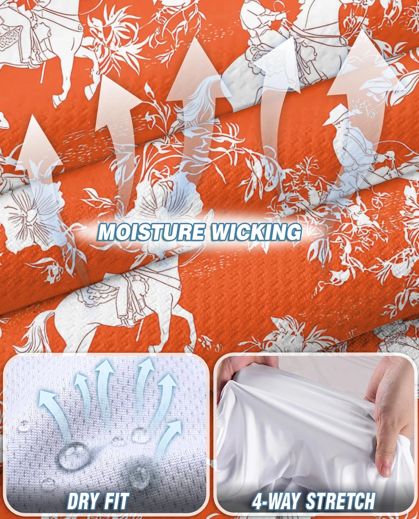 Orange Equestrian Horse Floral Sleeveless Polo Shirt for Women | Netecom