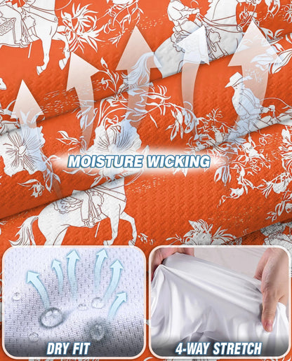 Orange Equestrian Horse Floral Sleeveless Polo Shirt for Women | Netecom