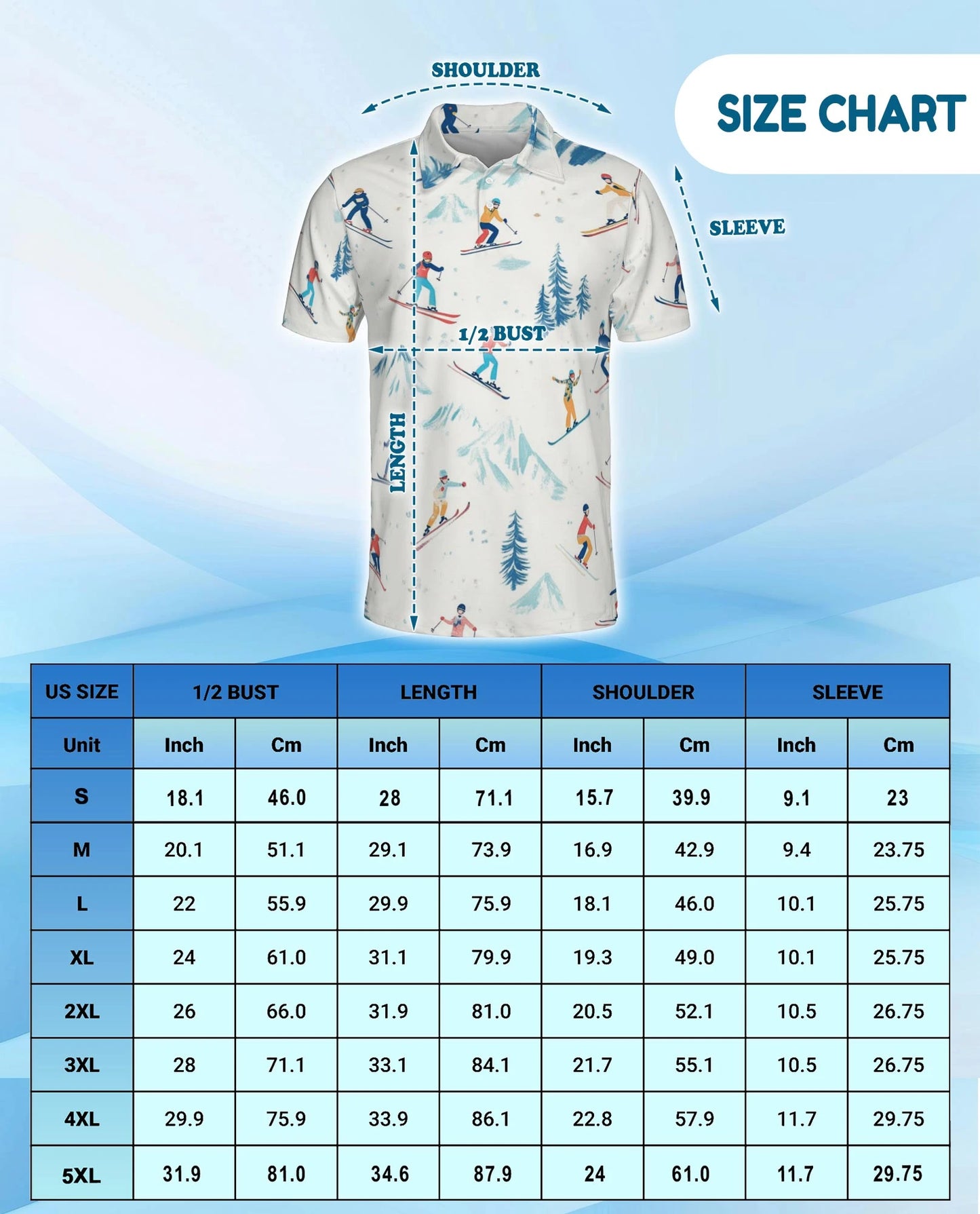 Ski Pattern Polo Shirt for Men – Winter Sports Style | Netecom