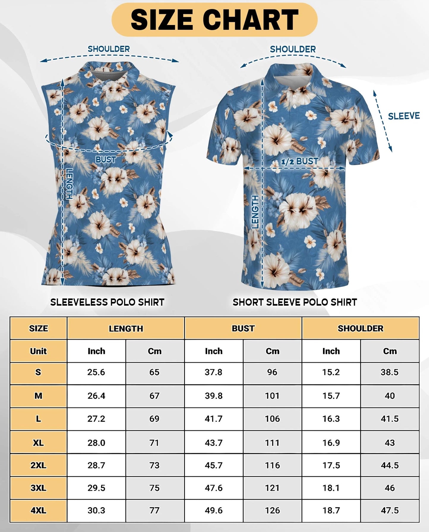 Hibiscus Flowers Sleeveless Polo Shirt for Women | Netecom