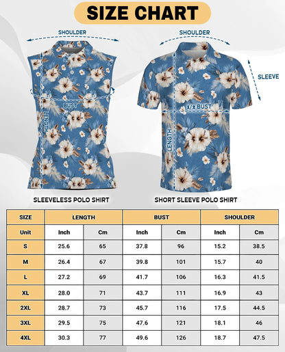 Hibiscus Flowers Sleeveless Polo Shirt for Women | Netecom