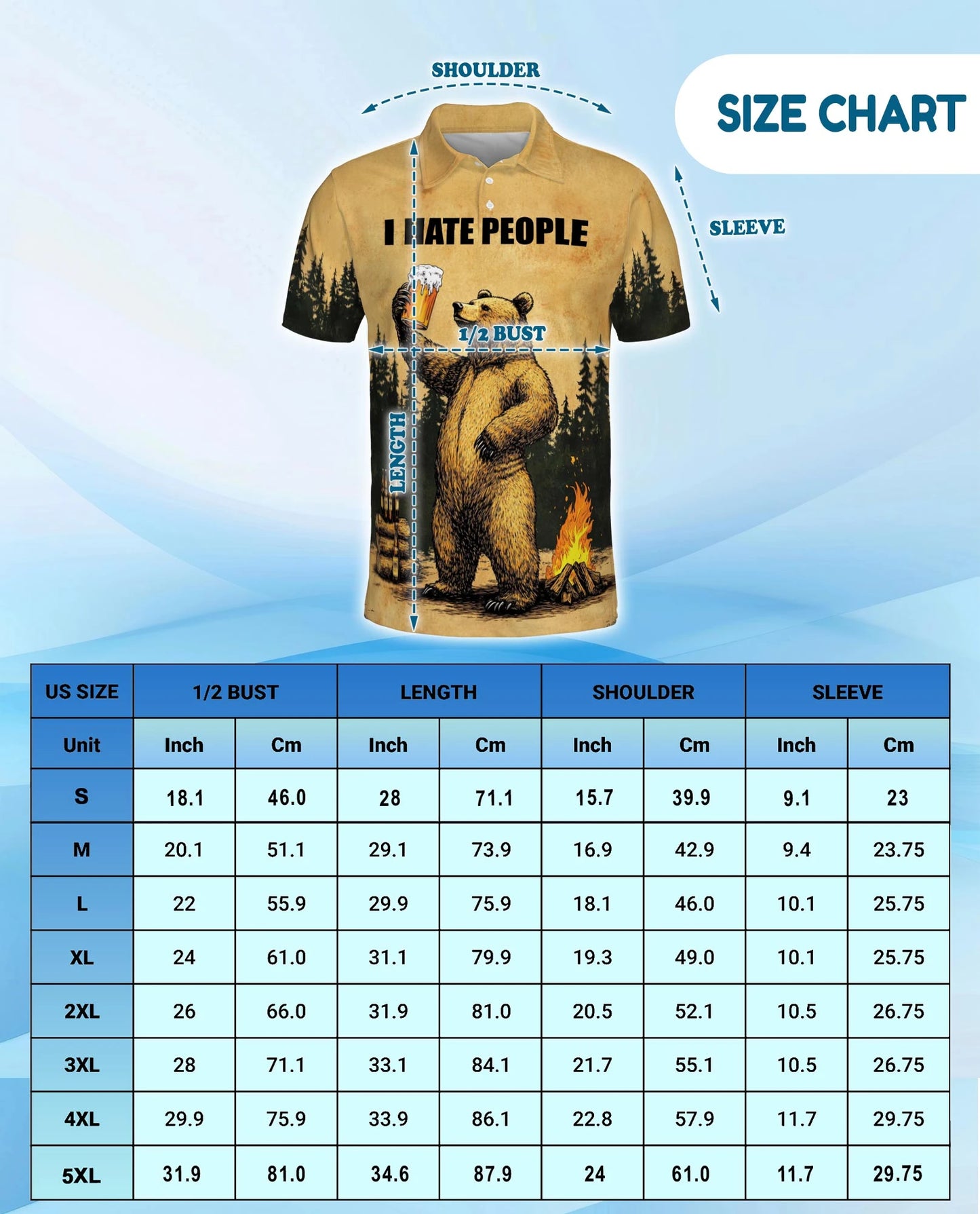 Funny Bear Camping Polo Shirt for Men – Outdoor Beer Lover Style | Netecom