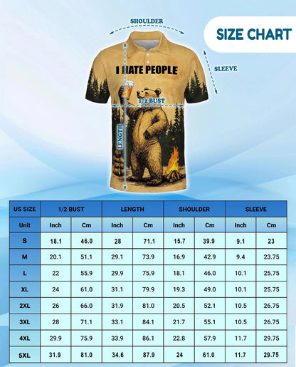 Funny Bear Camping Polo Shirt for Men – Outdoor Beer Lover Style | Netecom