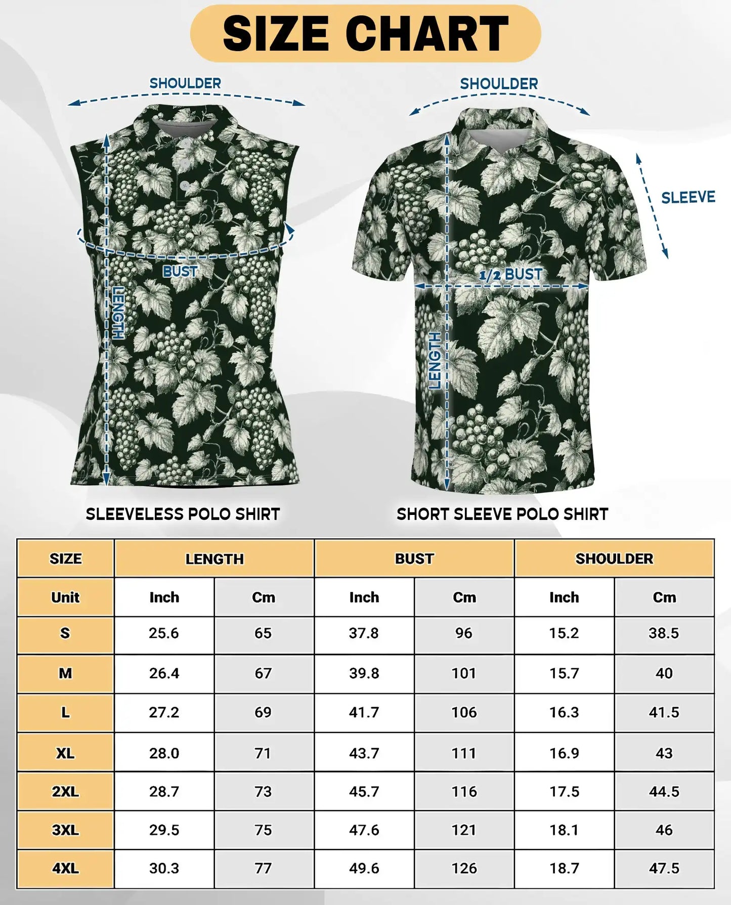 Grape And Vine Sleeveless Polo Shirt for Women – Elegant Botanical Style | Netecom