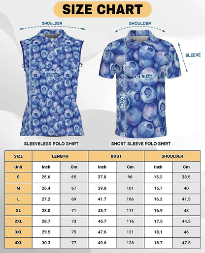 Blueberry Pattern Sleeveless Polo Shirt for Women – Fresh Fruit Summer Style | Netecom
