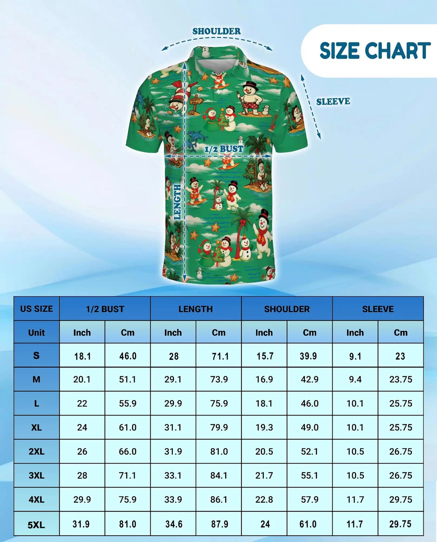 Tropical Snowman Christmas Polo Shirt - Beach Design | Netecom
