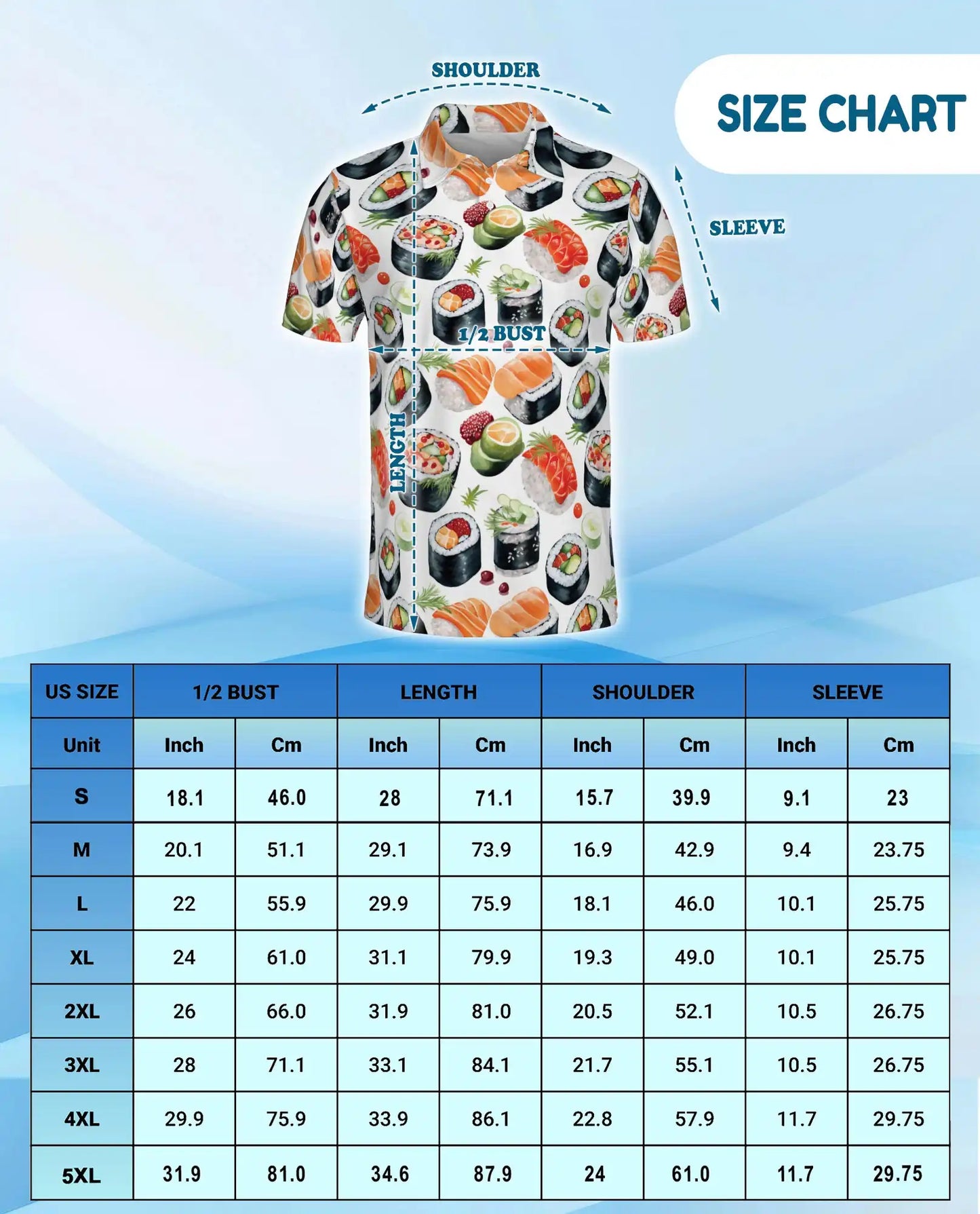 Sushi Roll Polo Shirt for Men – Japanese Food Style | Netecom