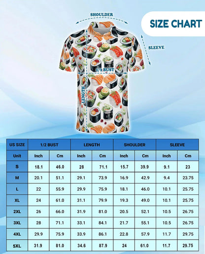 Sushi Roll Polo Shirt for Men – Japanese Food Style | Netecom