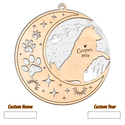 Netecom Australian Shepherd Dog Memorial Suncatcher, Personalized Dog Christmas Ornament with Date Name, Bereavement Gifts for Loss of Pet, Dog Death Sympathy Gifts Pet Loss Sun Catchers, Dog Grief Gift