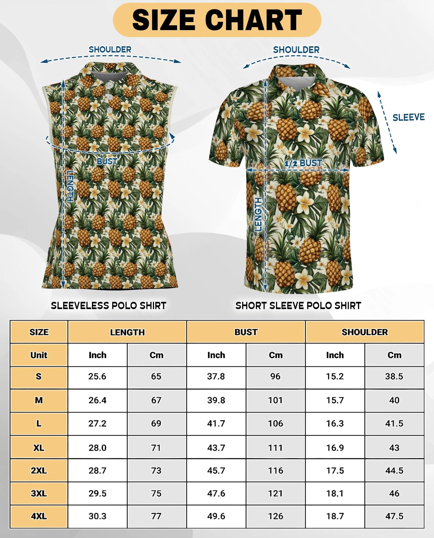 Golden Pineapple Sleeveless Polo Shirt for Women | Netecom