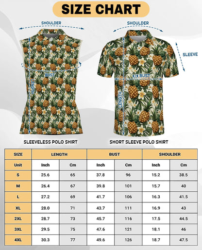 Golden Pineapple Sleeveless Polo Shirt for Women | Netecom