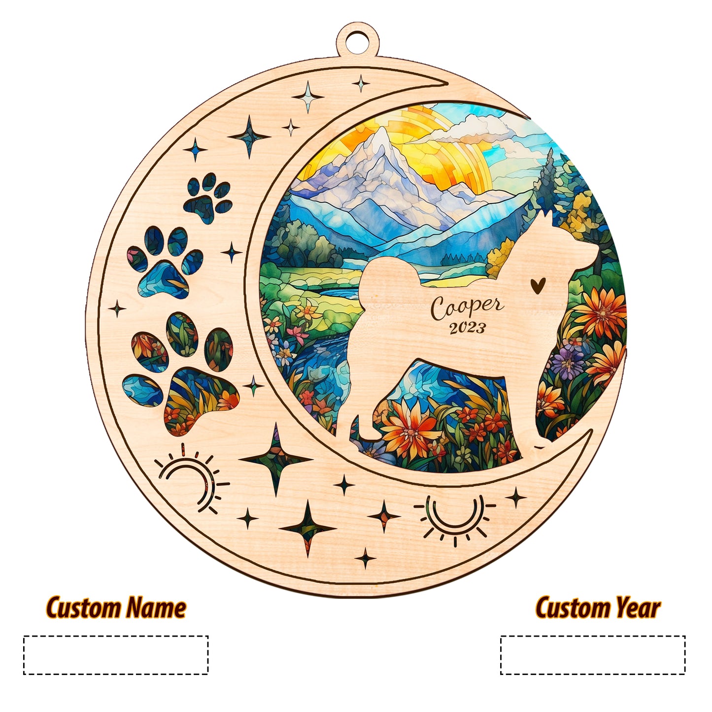 Netecom Akita Dog Memorial Suncatcher, Personalized Akita Christmas Ornament with Name Date, Bereavement Gifts for Loss of Pet, Dog Death Sympathy Gift Pet Loss Sun Catchers, Dog Grief Gift