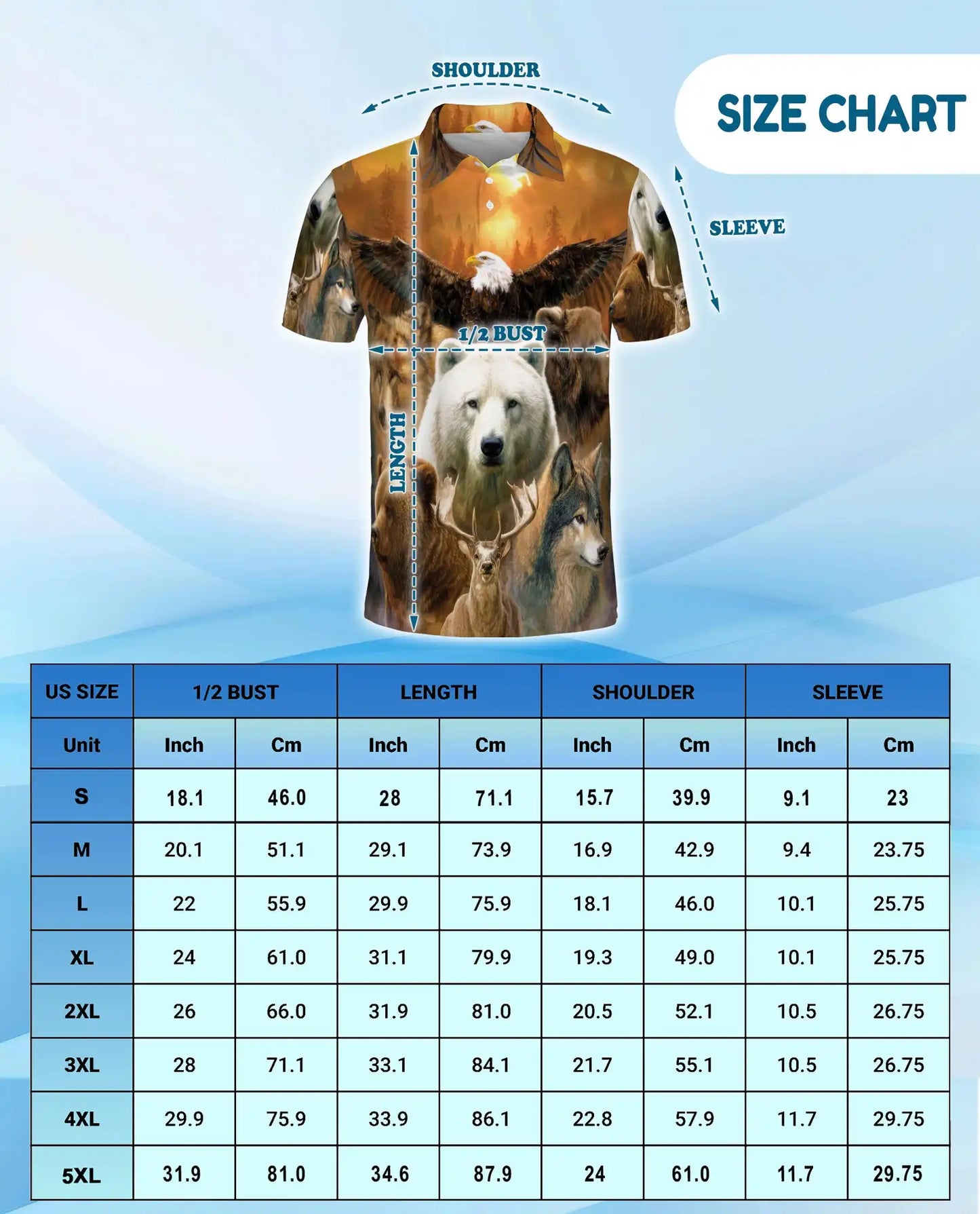 Wild Animal Forest Polo Shirt for Men – Majestic Wildlife Print | Netecom